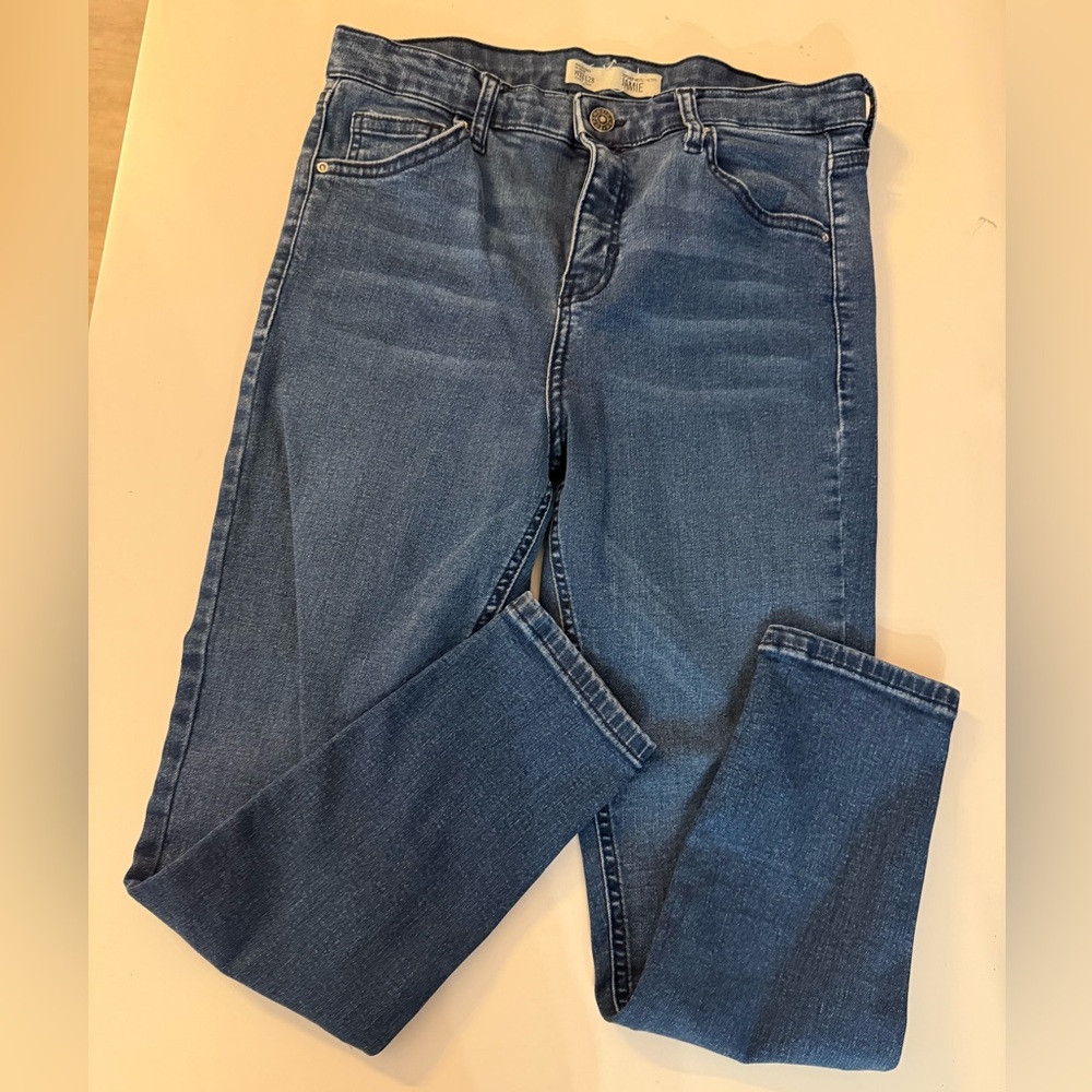 Topshop Blue Straight Leg Women's Jeans